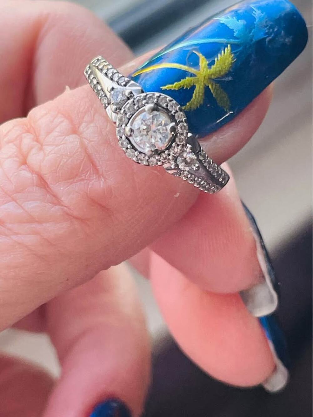 14k white gold Infinity halo wedding engagement ring